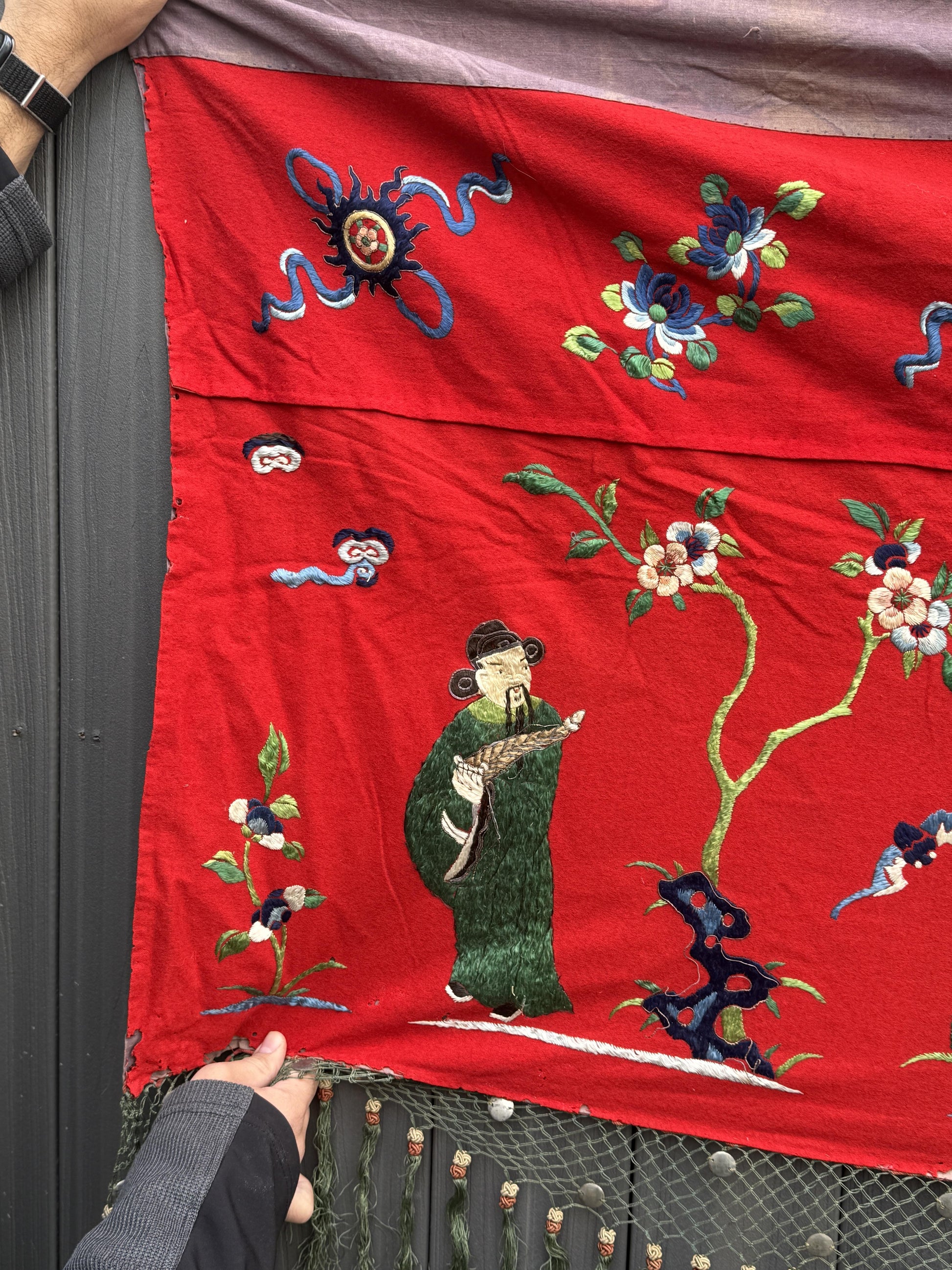 Super Large Antique Late Qing Dynasty Chinese Silk & Felt Narrative Panel