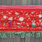Large Late Qing Dynasty Silk Embroidery on Red Satin Textile