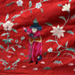 Large Late Qing Dynasty Silk Embroidery on Red Satin Textile