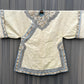 Late Qing Dynasty Silk Damask Robe with Figural & Floral Embroidery