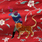 Large Late Qing Dynasty Silk Embroidery on Red Satin Textile