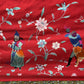 Large Late Qing Dynasty Silk Embroidery on Red Satin Textile
