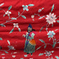 Large Late Qing Dynasty Silk Embroidery on Red Satin Textile