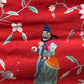 Large Late Qing Dynasty Silk Embroidery on Red Satin Textile