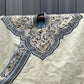 Late Qing Dynasty Silk Damask Robe with Figural & Floral Embroidery