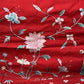 Large Late Qing Dynasty Silk Embroidery on Red Satin Textile