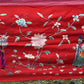 Large Late Qing Dynasty Silk Embroidery on Red Satin Textile