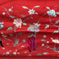 Large Late Qing Dynasty Silk Embroidery on Red Satin Textile