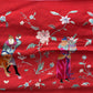 Large Late Qing Dynasty Silk Embroidery on Red Satin Textile