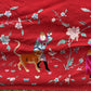 Large Late Qing Dynasty Silk Embroidery on Red Satin Textile