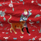 Large Late Qing Dynasty Silk Embroidery on Red Satin Textile