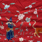 Large Late Qing Dynasty Silk Embroidery on Red Satin Textile