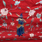 Large Late Qing Dynasty Silk Embroidery on Red Satin Textile