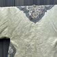 Late Qing Dynasty Silk Damask Robe with Figural & Floral Embroidery