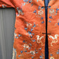 Antique Late Qing Dynasty Embroidered Silk Informal Robe - Coral Orange 1880s
