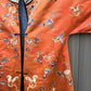 Antique Late Qing Dynasty Embroidered Silk Informal Robe - Coral Orange 1880s