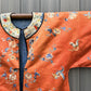 Antique Late Qing Dynasty Embroidered Silk Informal Robe - Coral Orange 1880s