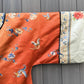 Antique Late Qing Dynasty Embroidered Silk Informal Robe - Coral Orange 1880s