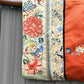 Antique Late Qing Dynasty Embroidered Silk Informal Robe - Coral Orange 1880s