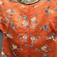 Antique Late Qing Dynasty Embroidered Silk Informal Robe - Coral Orange 1880s