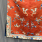 Antique Late Qing Dynasty Embroidered Silk Informal Robe - Coral Orange 1880s