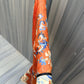 Antique Late Qing Dynasty Embroidered Silk Informal Robe - Coral Orange 1880s