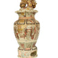 Massive Japanese Meiji Satsuma Temple Jar with ShiShi Lion Finial – Hand-Painted