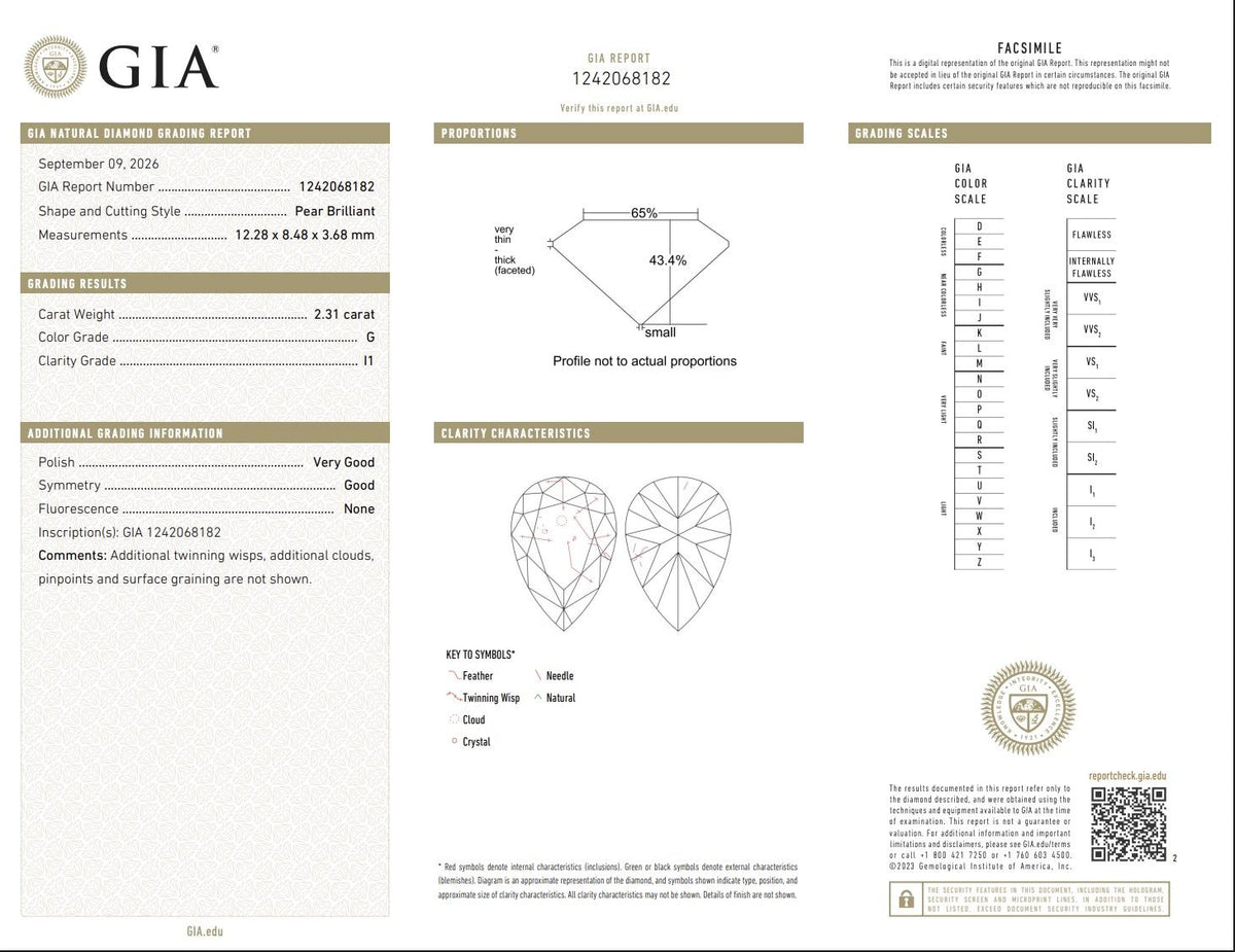 GIA Certified 2.80 CTW Pear & Marquise Diamond Three-Stone Ring in 14K Gold