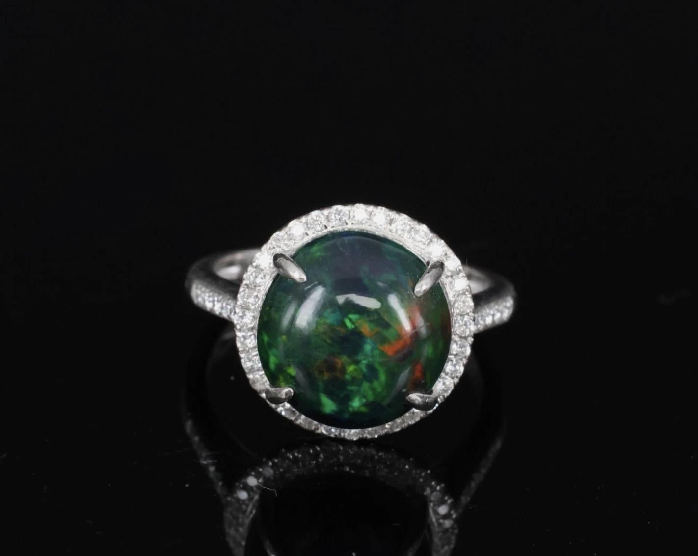 Investment GIA 4.75ct Black Opal Diamond Halo Ring - .900 Platinum - Rare