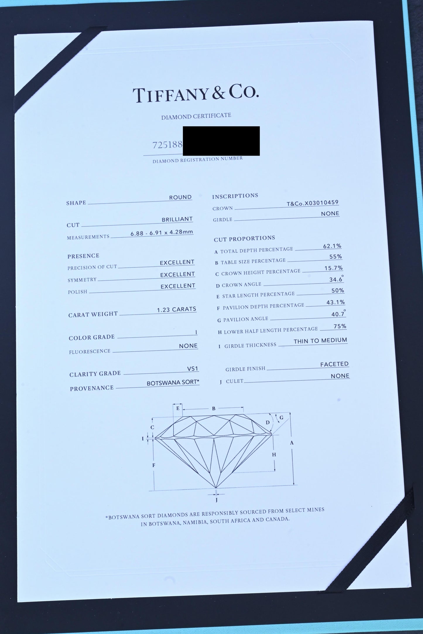 Tiffany & Co. 1.23ct Round Brilliant Diamond Engagement Ring VS1 With Paperwork