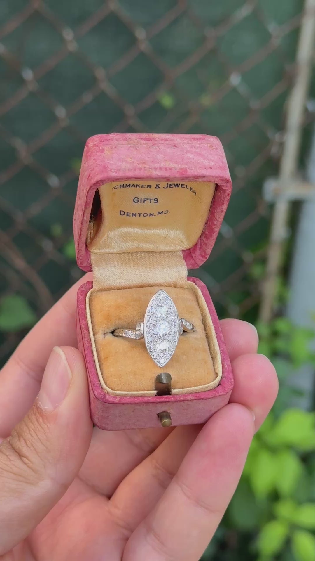 Antique Art Deco Platinum 27-Diamond Marquise Navette Dinner Ring 1.07 CWT Size
