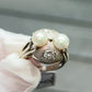 14K White Gold Pearl & Diamond Ring Art Deco Style 0.65 CTW Size 7