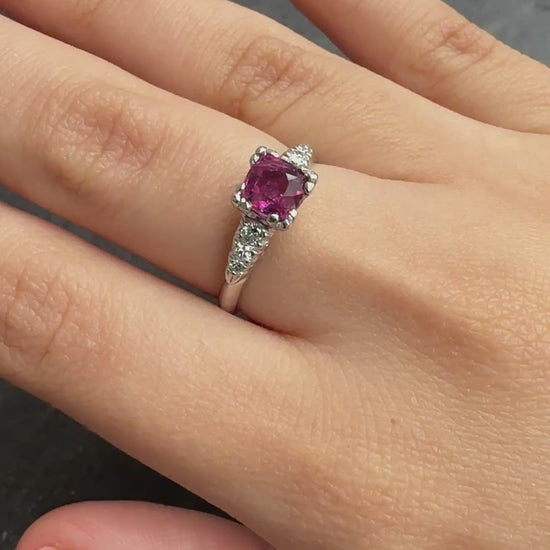Platinum Sapphire & Diamond Ring – 0.68 CT Sapphire, 0.08 TCW Diamonds, Size 8