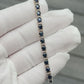 IGI Certified 14K White Gold Sapphire & Diamond Tennis Bracelet 9.10 CTW 7”