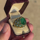 Exquisite 7.12ct Emerald & Diamond Cabochon Ring GIA Certified 18K Yellow Gold