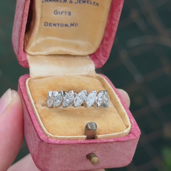 3.00 TCW Marquise Diamond Eternity Band Platinum IGI Certified Ring Size 5.5