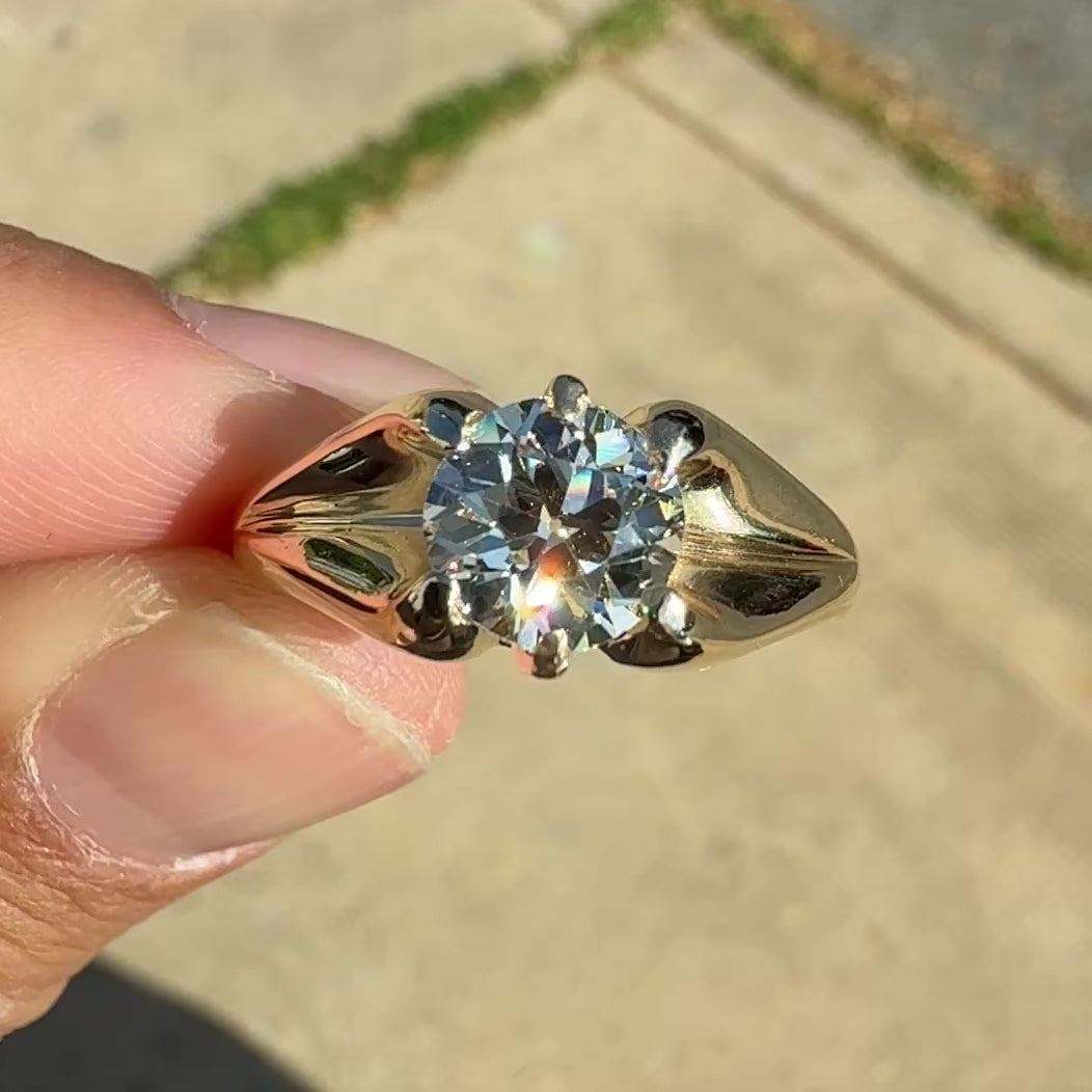 GIA Certified Art Deco Period 1.70 Carat Old Euro Solitaire Engagement Ring VS1