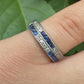 14K White Gold Ring with 0.51ct Blue Sapphires & 0.16ct Diamonds Size 4