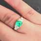 18K Yellow Gold Emerald And Diamond Ring Minor Oil Colombian IGI Certified
