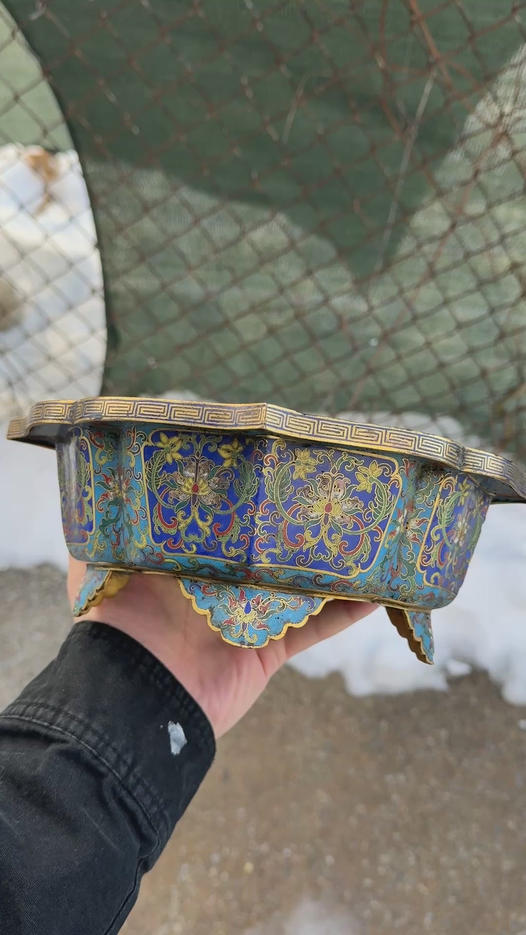 18th Century Chinese Cloisonné Planter / Basin | Qing Dynasty | Gilt Bronze