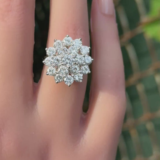 14K White Gold Ring With 3.55 Carats of Natural Diamonds IGI Certified Size 5