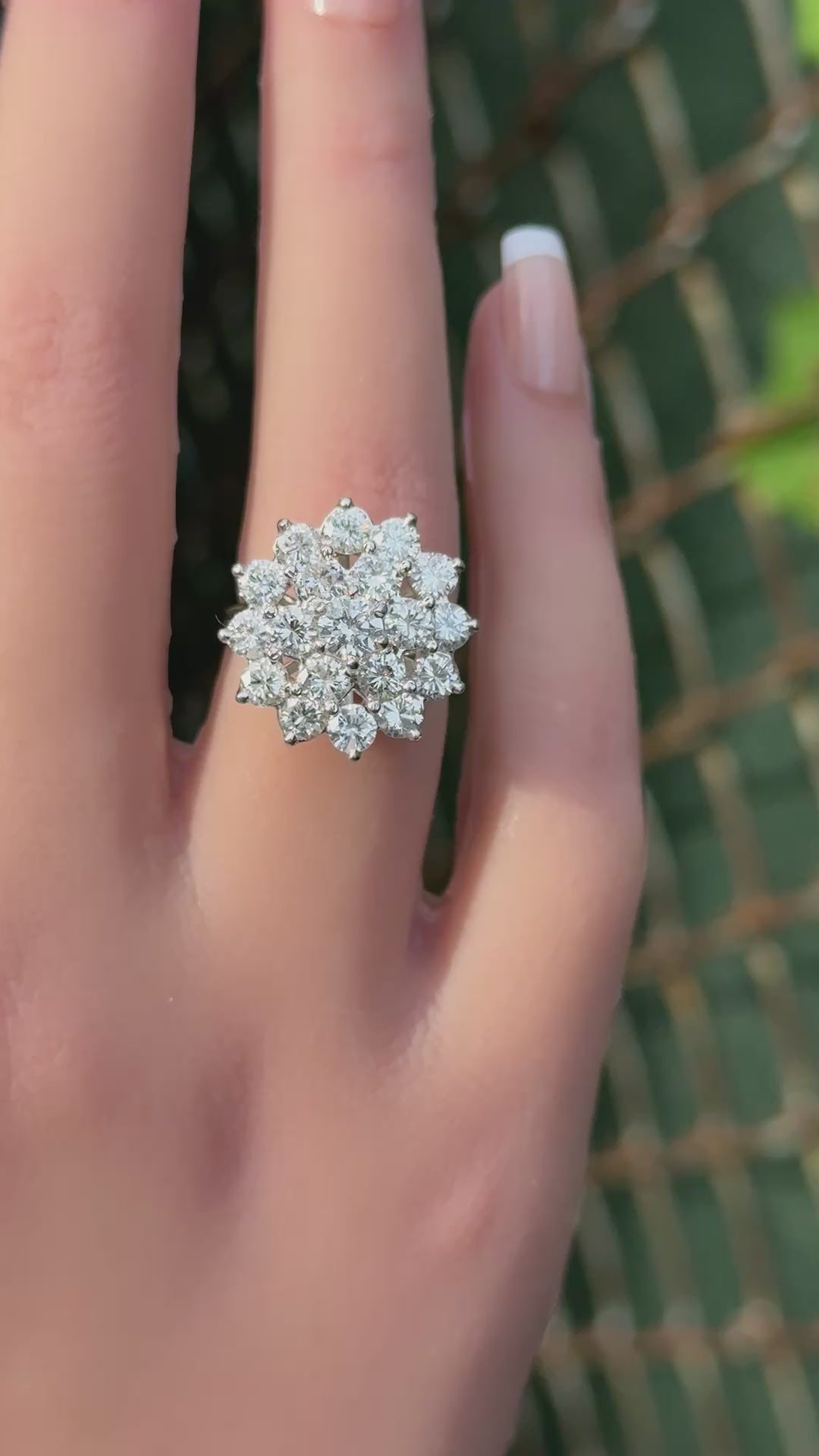 14K White Gold Ring With 3.55 Carats of Natural Diamonds IGI Certified Size 5