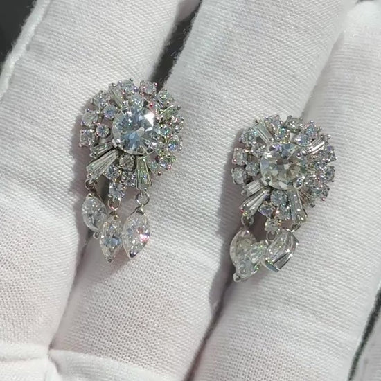 Gorgeous Diamond Dangle Earrings 14k White Gold GIA & IGI Certified 7.50 Carats