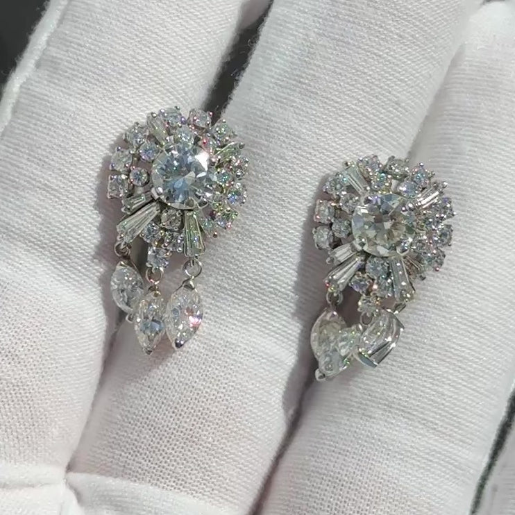 Gorgeous Diamond Dangle Earrings 14k White Gold GIA & IGI Certified 7.50 Carats