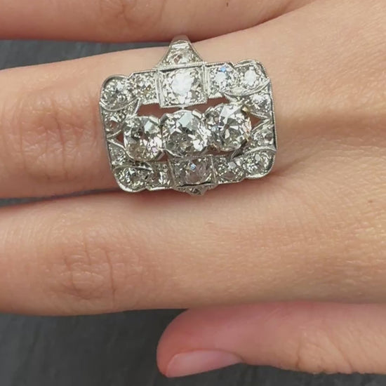 Exquisite Art Deco Platinum Diamond Ring – 2.68 Carats, Size 8