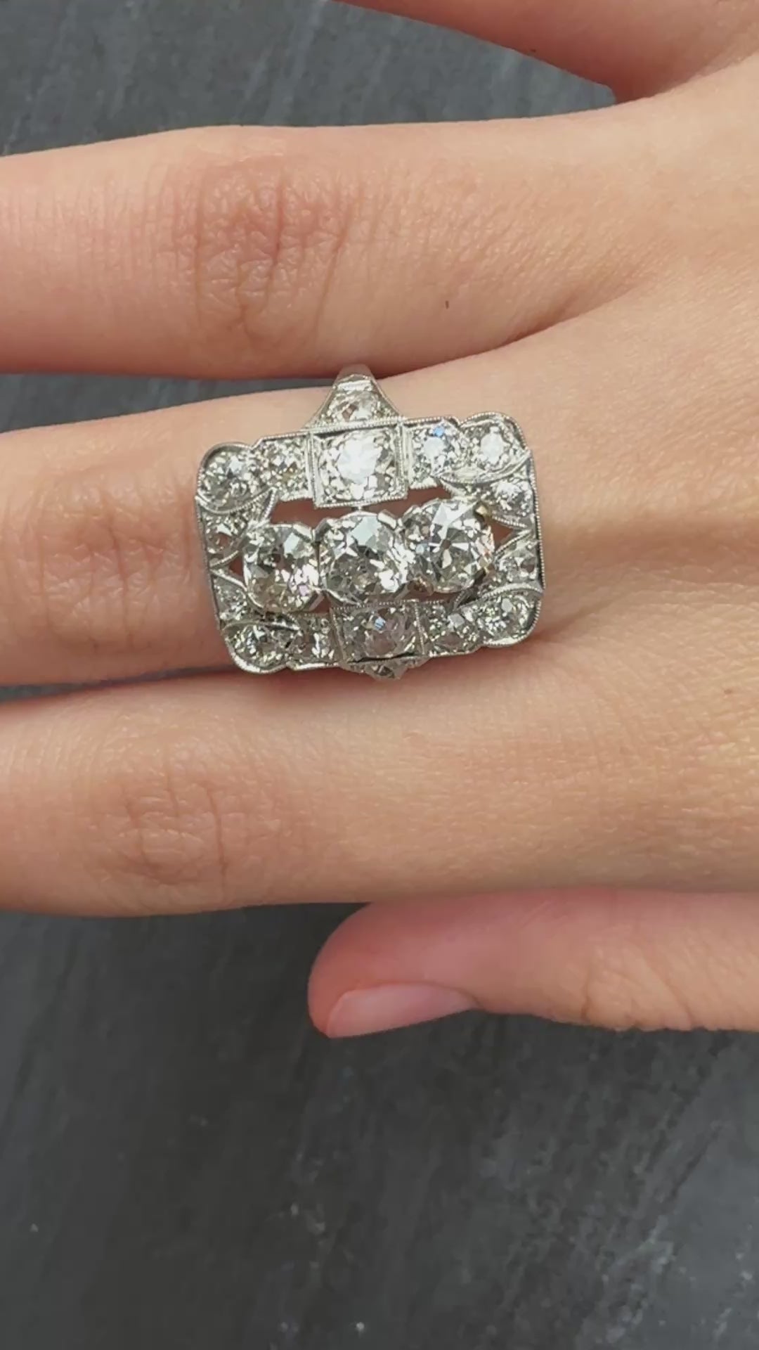 Exquisite Art Deco Platinum Diamond Ring – 2.68 Carats, Size 8
