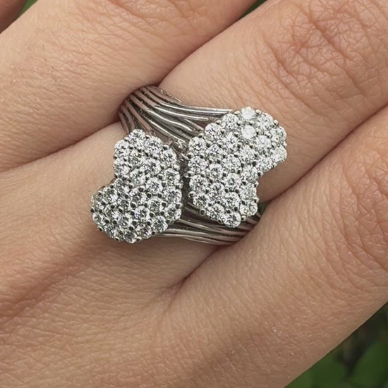 Sonia B 14K White Gold Cluster Diamond Ring – 0.90 TCW, IGI Certified, Size 7