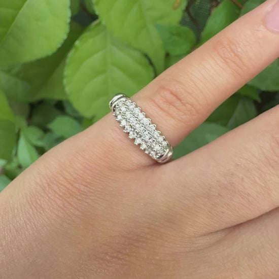 IGI Certified 14K White Gold Diamond Band – 0.25ct, 27 Natural Diamonds Size 4