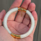 Antique Jade and 14K Gold Hinged Bangle Bracelet