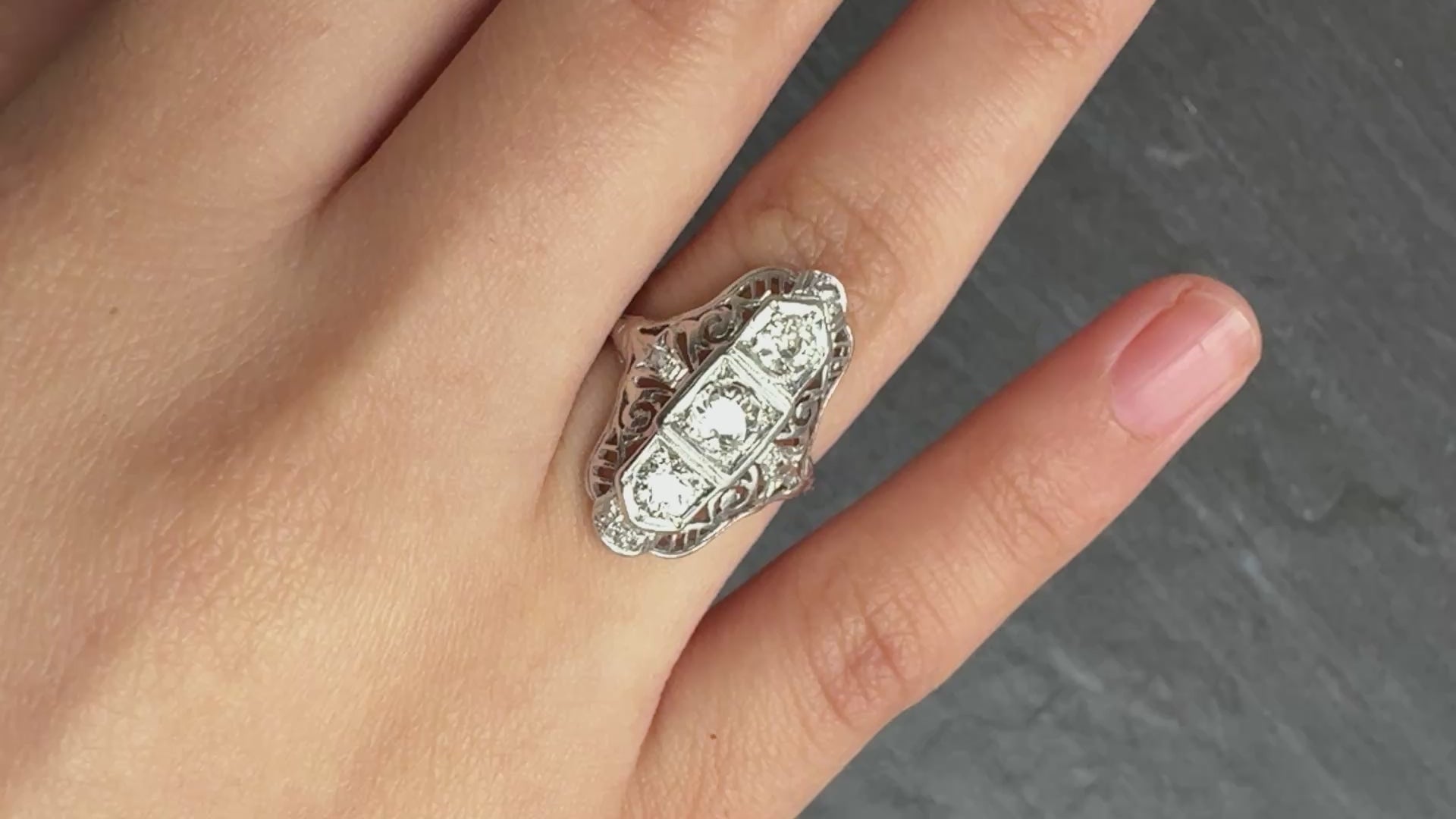 Fabulous Antique Platinum Art Deco Diamond Ring